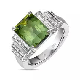 Кольцо c бриллиантами и турмалином