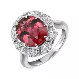 Кольцо c бриллиантами и турмалином