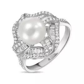 Кольцо c бриллиантами и жемчугом
