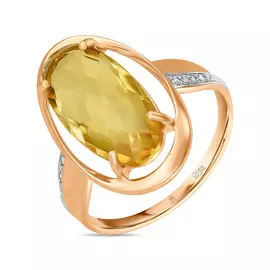 Кольцо c цитрином и фианитами