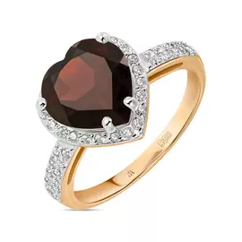 Кольцо c гранатом и фианитами