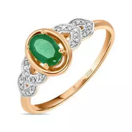 Кольцо c бриллиантами и изумрудом
