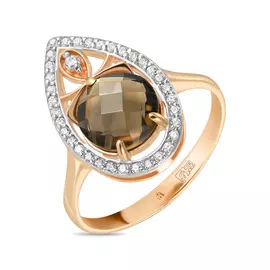 Кольцо c кварцем и фианитами