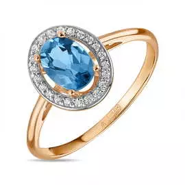 Кольцо c лондон топазом и фианитами