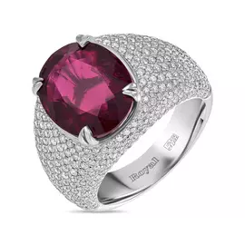 Кольцо c бриллиантами и рубеллитом