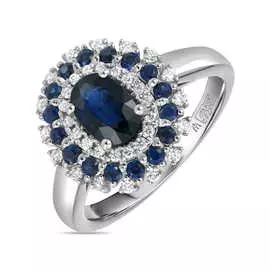 Кольцо c бриллиантами и сапфирами