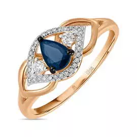 Кольцо c бриллиантами и сапфиром