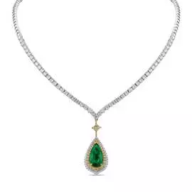 Колье c бриллиантами и изумрудом