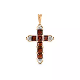 Крест c бриллиантами и гранатами