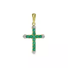 Крест c бриллиантами и изумрудами