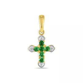 Крест c бриллиантами и изумрудами
