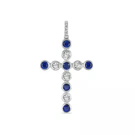 Крест c бриллиантами и сапфирами