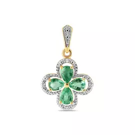 Подвеска c бриллиантами и изумрудами