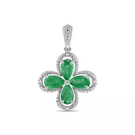 Подвеска c бриллиантами и изумрудами