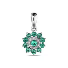 Подвеска c бриллиантами и изумрудами