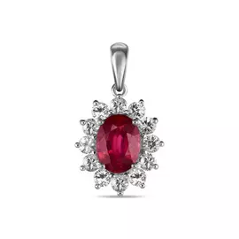 Подвеска c облагороженным рубином и цветными сапфирами
