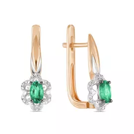 Серьги c бриллиантами и изумрудами