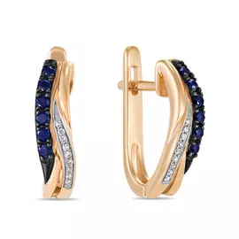 Серьги c бриллиантами и сапфирами