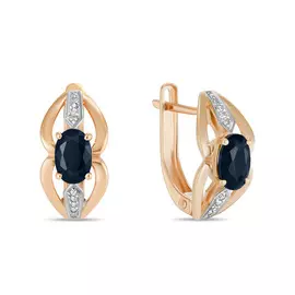 Серьги c бриллиантами и цветными сапфирами