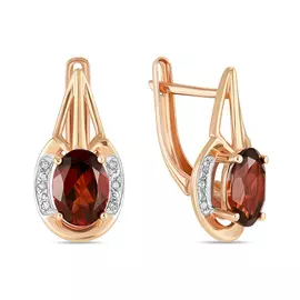 Серьги c бриллиантами и гранатами