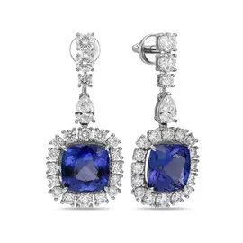 Серьги c бриллиантами и танзанитами