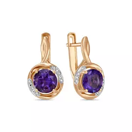 Серьги c аметистами и бриллиантами
