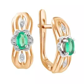 Серьги c бриллиантами и изумрудами