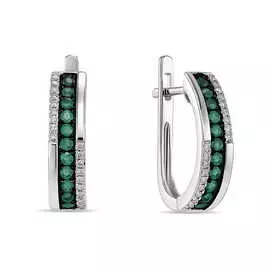 Серьги c бриллиантами и изумрудами