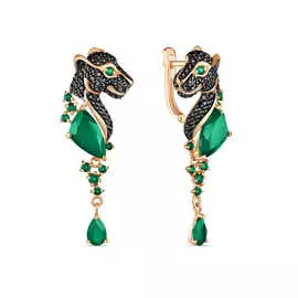 Серьги c агатами и фианитами