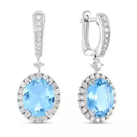 Серьги c аквамаринами и бриллиантами