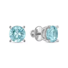 Серьги c аквамаринами и бриллиантами