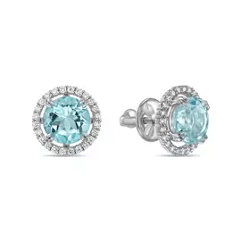 Серьги c аквамаринами и бриллиантами