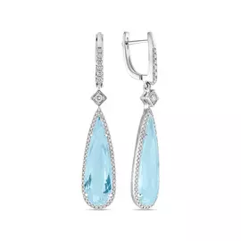 Серьги c аквамаринами и бриллиантами