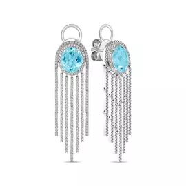 Серьги c аквамаринами и бриллиантами