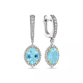 Серьги c аквамаринами и бриллиантами