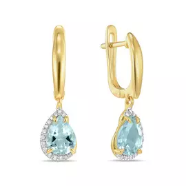 Серьги c аквамаринами и бриллиантами