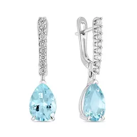 Серьги c аквамаринами и бриллиантами