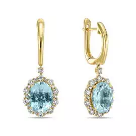 Серьги c аквамаринами и бриллиантами