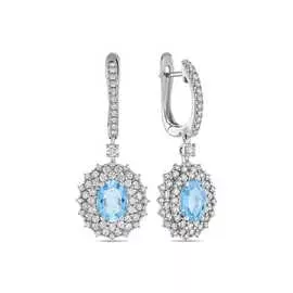 Серьги c аквамаринами и бриллиантами