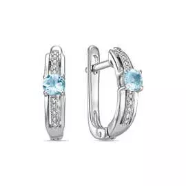 Серьги c аквамаринами и бриллиантами