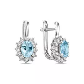 Серьги c аквамаринами и бриллиантами