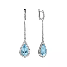 Серьги c аквамаринами и бриллиантами