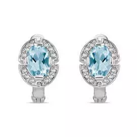 Серьги c аквамаринами и бриллиантами