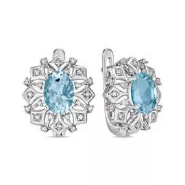 Серьги c аквамаринами и бриллиантами