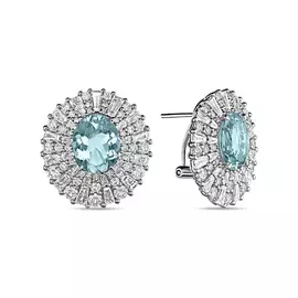 Серьги c аквамарином и бриллиантами
