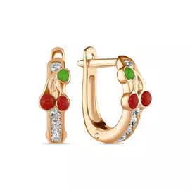 Серьги c эмалью и фианитами