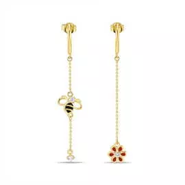 Серьги c эмалью и фианитами