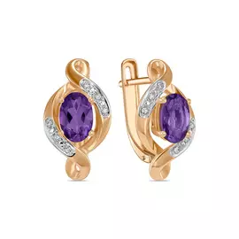 Серьги c аметистами и бриллиантами