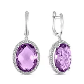Серьги c аметистами и бриллиантами