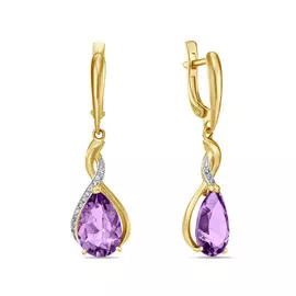 Серьги c аметистами и фианитами
